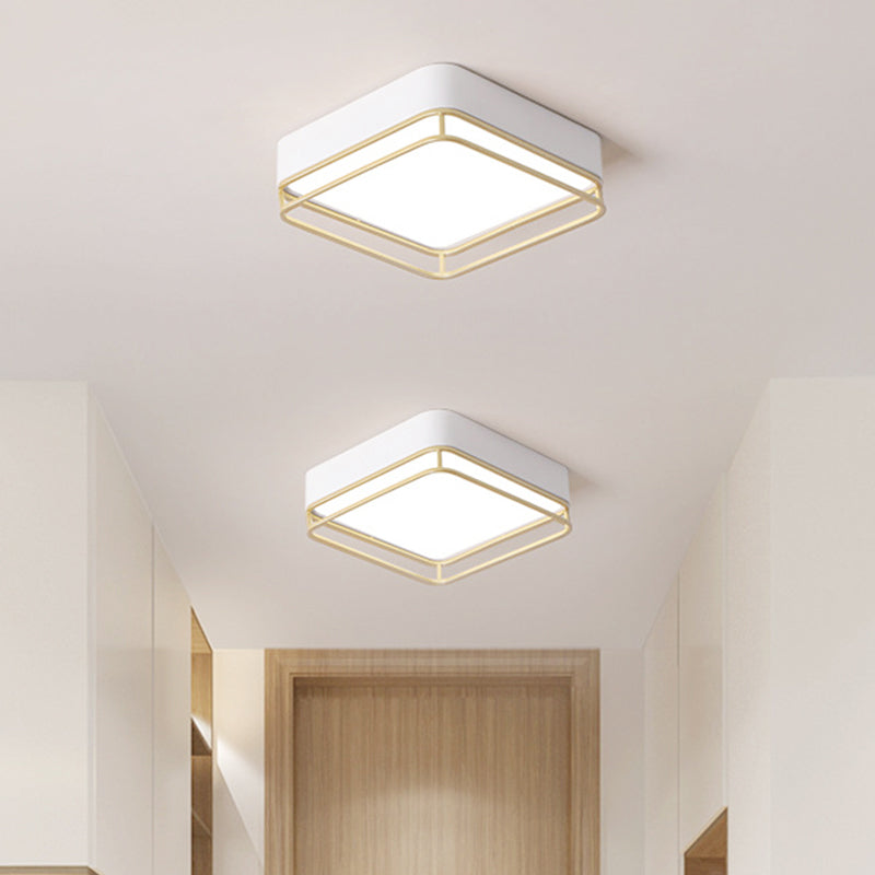 Square Flush Mount Light Contemporary Metal White LED Ceiling Fixture, Warm/White/3 Color Light Clearhalo 'Ceiling Lights' 'Close To Ceiling Lights' 'Close to ceiling' 'Flush mount' Lighting' 293823