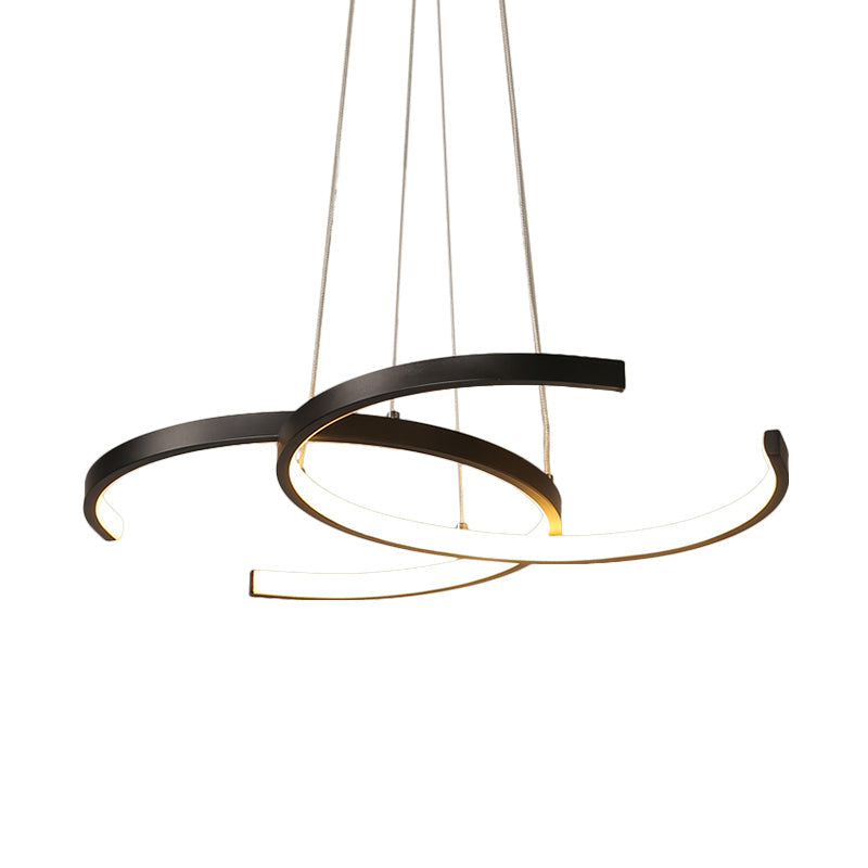 Double C-Shape Metal Ceiling Pendant Light Minimalist Black/White LED Chandelier Light, Warm/White Light Clearhalo 'Ceiling Lights' 'Chandeliers' 'Modern Chandeliers' 'Modern' Lighting' 293928
