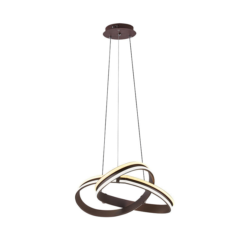 Coffee Seamless Curve Chandelier Lamp Contemporary Metal LED Pendant Light, Warm/White Light Clearhalo 'Ceiling Lights' 'Chandeliers' 'Modern Chandeliers' 'Modern' Lighting' 293937