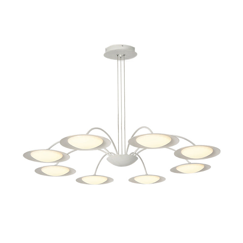 Disc Chandelier Light Fixture Simple Style Metal 8 Heads White Hanging Light Kit for Living Room Clearhalo 'Ceiling Lights' 'Chandeliers' 'Modern Chandeliers' 'Modern' Lighting' 294015