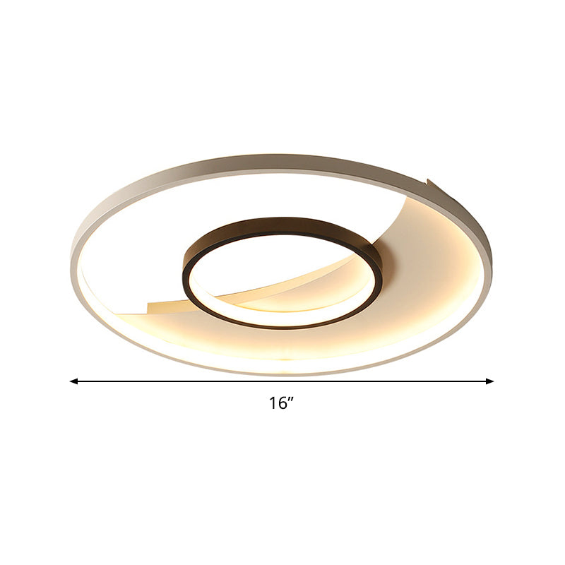 16"/19.5" Wide Double Ring Flush Mount Lamp Modernism Acrylic Black and White LED Ceiling Lighting Clearhalo 'Ceiling Lights' 'Close To Ceiling Lights' 'Close to ceiling' 'Flush mount' Lighting' 294161