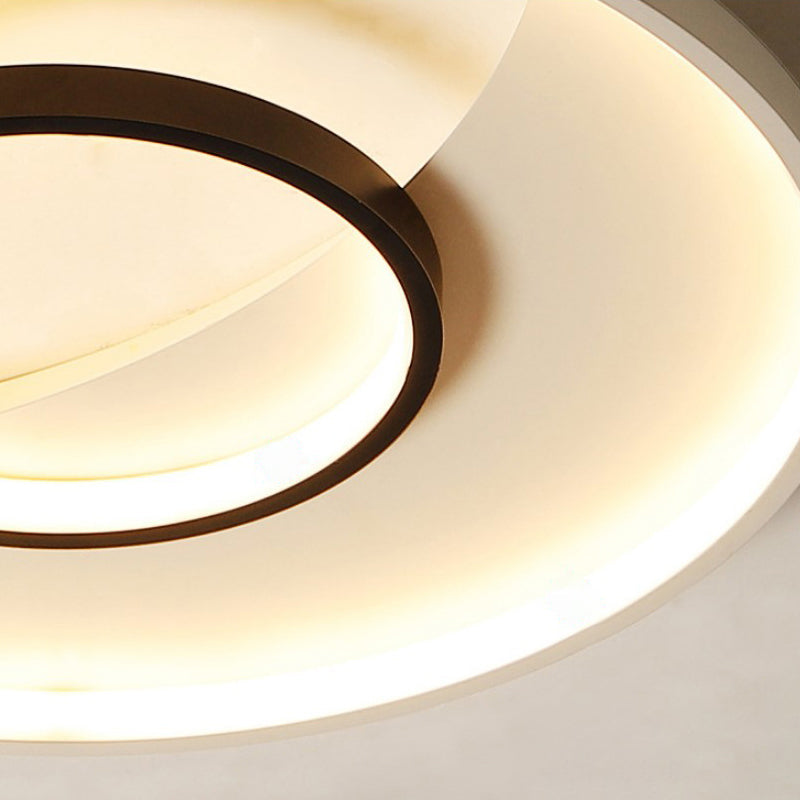16"/19.5" Wide Double Ring Flush Mount Lamp Modernism Acrylic Black and White LED Ceiling Lighting Clearhalo 'Ceiling Lights' 'Close To Ceiling Lights' 'Close to ceiling' 'Flush mount' Lighting' 294163