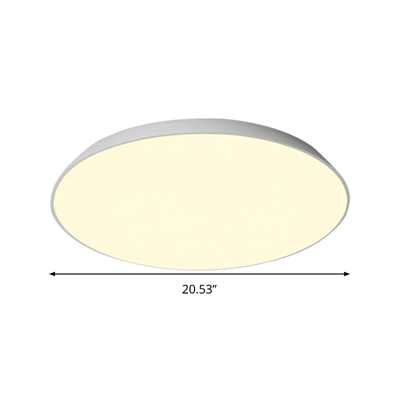16.5"/20.5"/24.5" Dia White Tray Ceiling Lamp Contemporary LED Metallic Flush Mount Light for Bedroom Clearhalo 'Ceiling Lights' 'Close To Ceiling Lights' 'Close to ceiling' 'Flush mount' Lighting' 294232