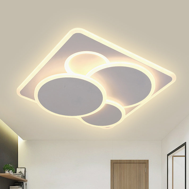 Geometric Flush Light Fixture Simple Acrylic White LED Ceiling Mounted Light in Warm/White Light Clearhalo 'Ceiling Lights' 'Close To Ceiling Lights' 'Close to ceiling' 'Flush mount' Lighting' 294344