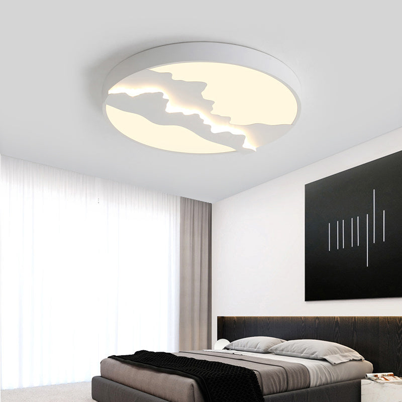 16"/19.5" Wide Mountain View Flush Light Fixture Simple Metal Gray/White LED Ceiling Mounted Light in Warm/White Light Clearhalo 'Ceiling Lights' 'Close To Ceiling Lights' 'Close to ceiling' 'Flush mount' Lighting' 294392