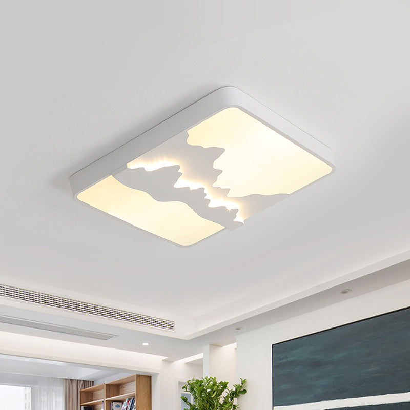 Metal Square Ceiling Lighting Modern Gray/White 16"/19.5" Wide LED Flush Mount Lamp, Warm/White Light Clearhalo 'Ceiling Lights' 'Close To Ceiling Lights' 'Close to ceiling' 'Flush mount' Lighting' 294406