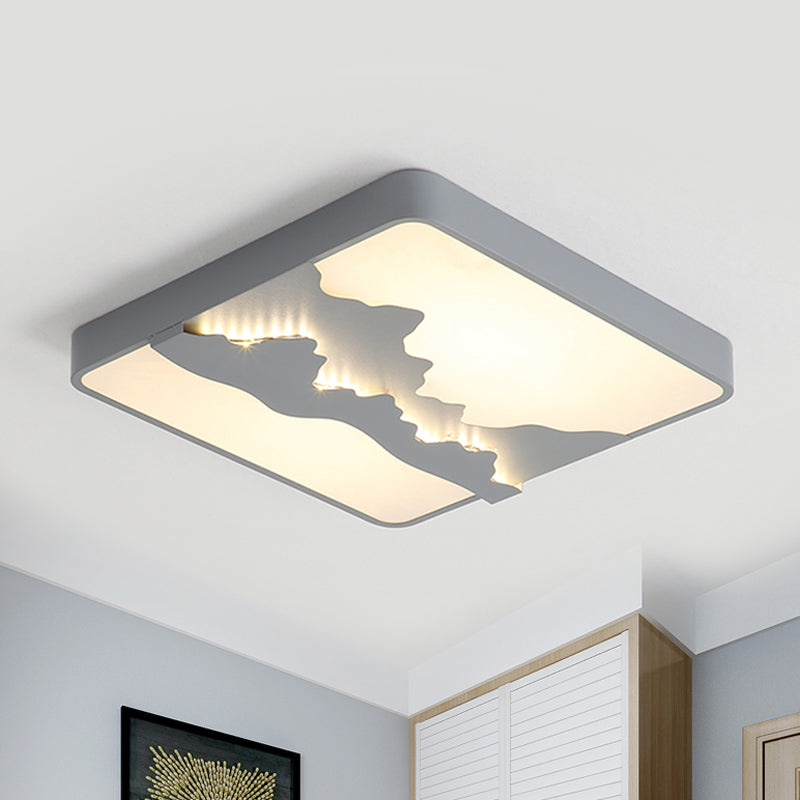 Metal Square Ceiling Lighting Modern Gray/White 16"/19.5" Wide LED Flush Mount Lamp, Warm/White Light Grey Warm Clearhalo 'Ceiling Lights' 'Close To Ceiling Lights' 'Close to ceiling' 'Flush mount' Lighting' 294411