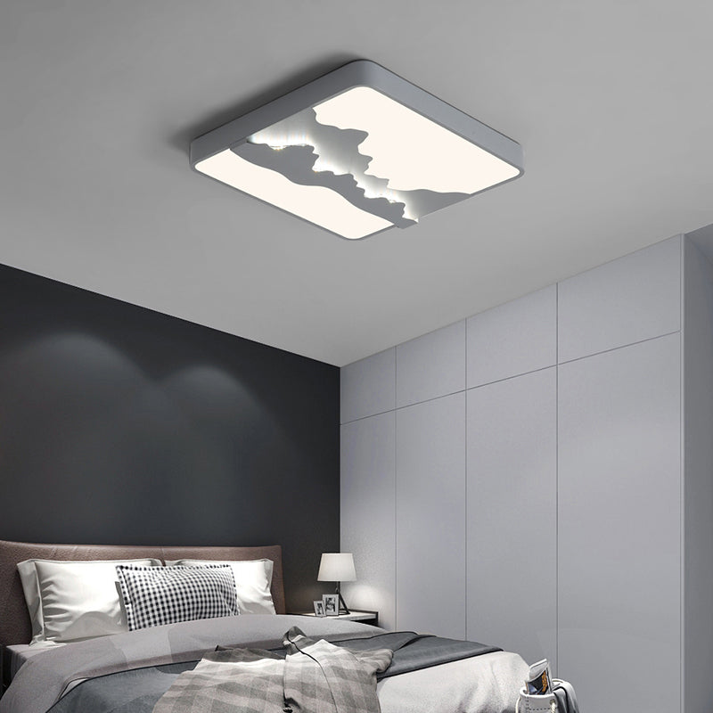 Metal Square Ceiling Lighting Modern Gray/White 16"/19.5" Wide LED Flush Mount Lamp, Warm/White Light Grey White Clearhalo 'Ceiling Lights' 'Close To Ceiling Lights' 'Close to ceiling' 'Flush mount' Lighting' 294414