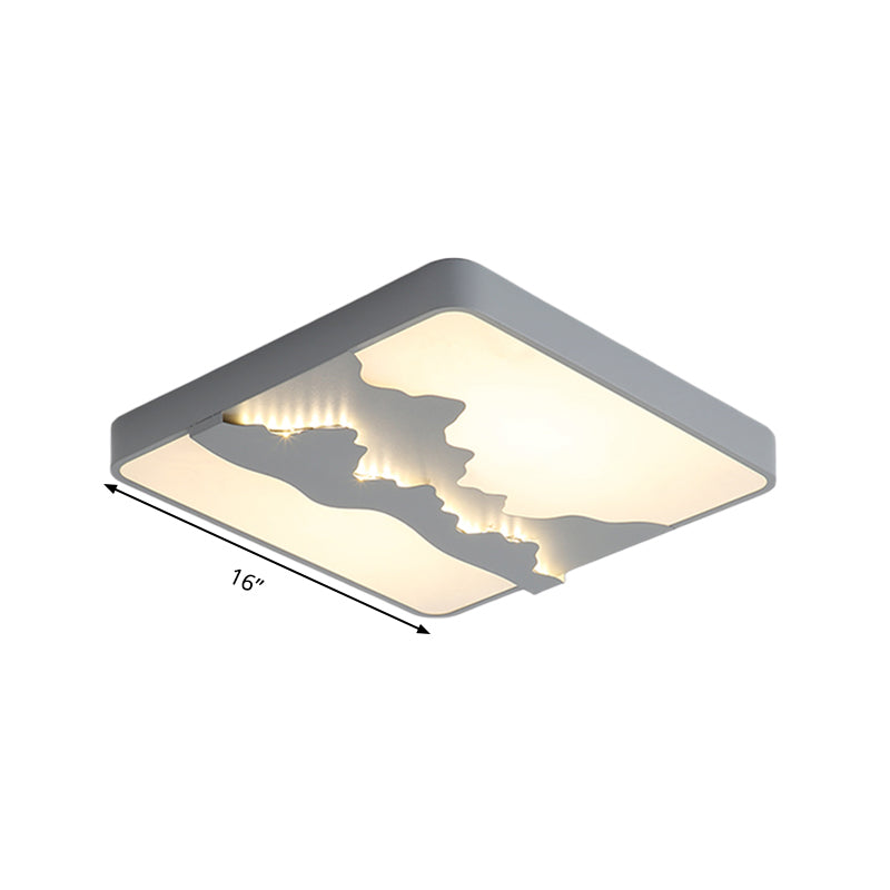 Metal Square Ceiling Lighting Modern Gray/White 16"/19.5" Wide LED Flush Mount Lamp, Warm/White Light Clearhalo 'Ceiling Lights' 'Close To Ceiling Lights' 'Close to ceiling' 'Flush mount' Lighting' 294416