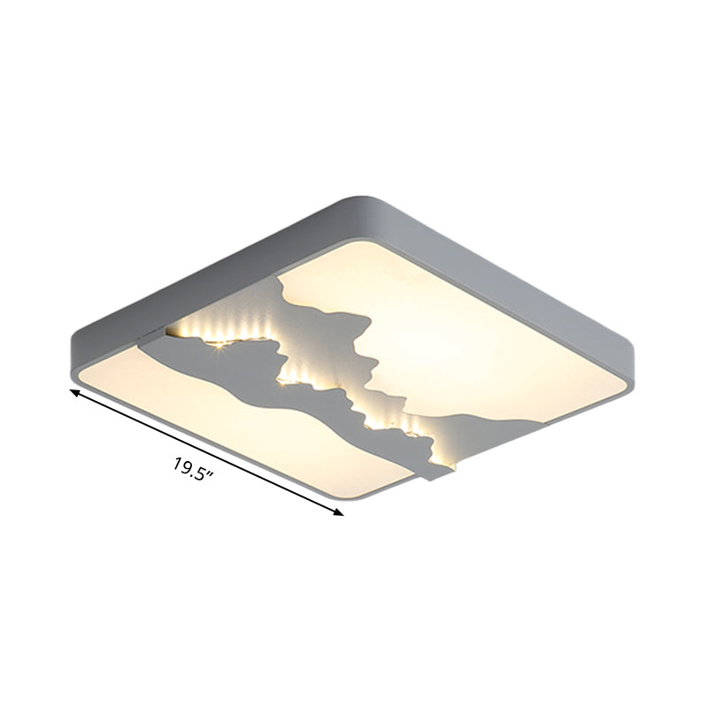 Metal Square Ceiling Lighting Modern Gray/White 16"/19.5" Wide LED Flush Mount Lamp, Warm/White Light Clearhalo 'Ceiling Lights' 'Close To Ceiling Lights' 'Close to ceiling' 'Flush mount' Lighting' 294417