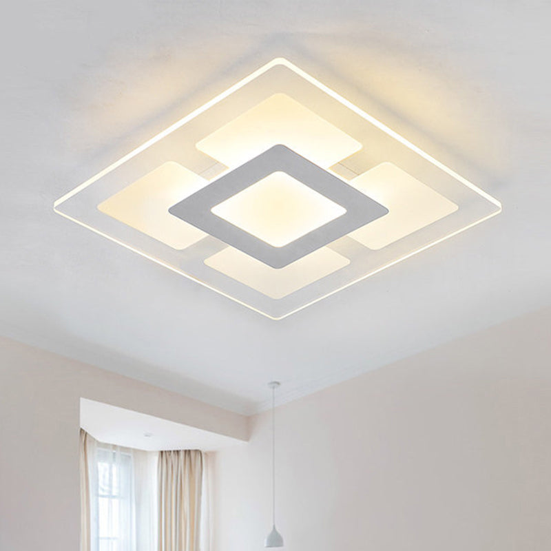 16.5"/20.5" Wide Acrylic Square Ceiling Mounted Light Simple Style White LED Flush Mount Lamp in Warm/White Light Clearhalo 'Ceiling Lights' 'Close To Ceiling Lights' 'Close to ceiling' 'Flush mount' Lighting' 294451
