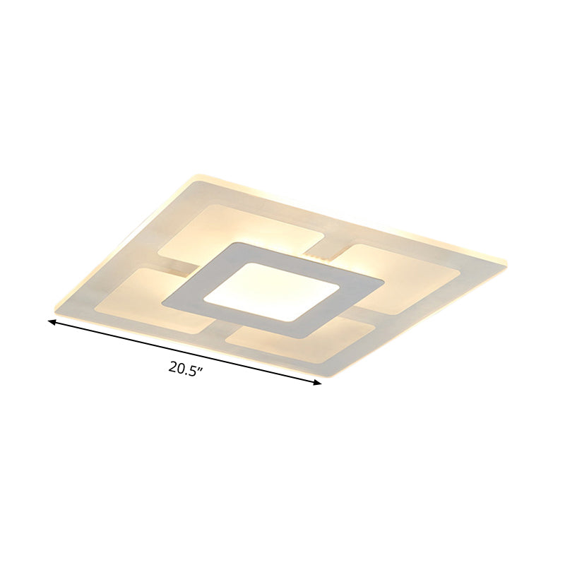 16.5"/20.5" Wide Acrylic Square Ceiling Mounted Light Simple Style White LED Flush Mount Lamp in Warm/White Light Clearhalo 'Ceiling Lights' 'Close To Ceiling Lights' 'Close to ceiling' 'Flush mount' Lighting' 294456