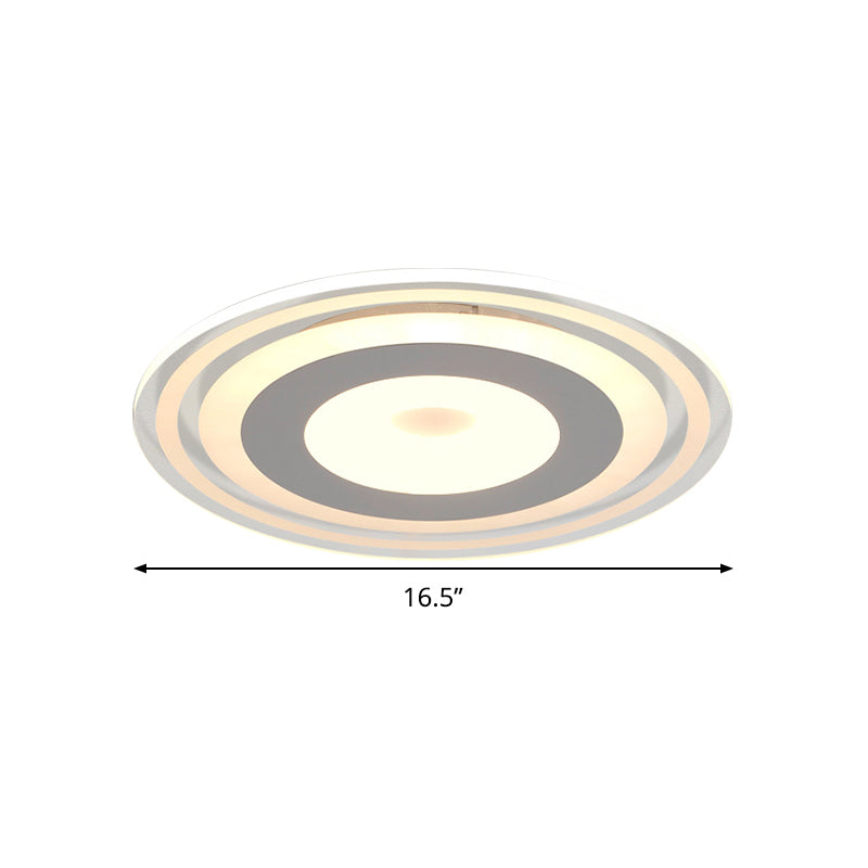 LED Flush Mount Fixture Simple Style White Ceiling Lighting with Circle Acrylic Shade in Warm/White/3 Color Light, 16.5"/19.5"/23.5" Wide Clearhalo 'Ceiling Lights' 'Close To Ceiling Lights' 'Close to ceiling' 'Flush mount' Lighting' 294469