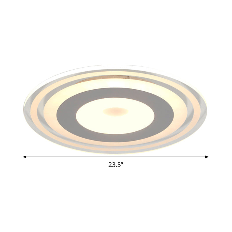 LED Flush Mount Fixture Simple Style White Ceiling Lighting with Circle Acrylic Shade in Warm/White/3 Color Light, 16.5"/19.5"/23.5" Wide Clearhalo 'Ceiling Lights' 'Close To Ceiling Lights' 'Close to ceiling' 'Flush mount' Lighting' 294471