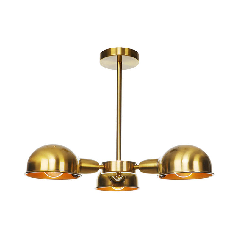 Dome Metal Semi Flush Industrial 3-Light Living Room Semi Flush Mount Ceiling Light in Black/Brass/Chrome Clearhalo 'Ceiling Lights' 'Close To Ceiling Lights' 'Close to ceiling' 'Semi-flushmount' Lighting' 294568