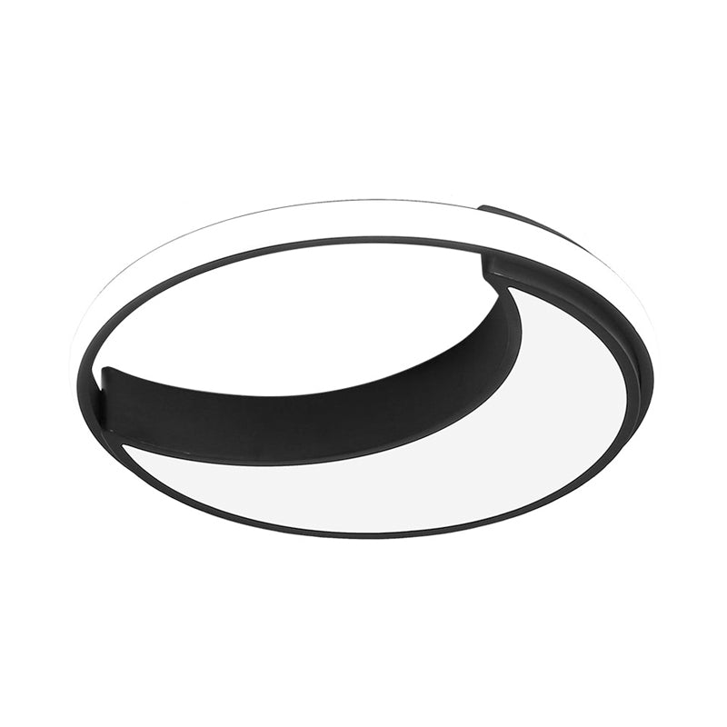 16.5"/19.5" Wide Moon Ceiling Light Fixture Minimalist Metal Black/White LED Flush Mount Lighting, Warm/White/Natural Light Clearhalo 'Ceiling Lights' 'Close To Ceiling Lights' 'Close to ceiling' 'Flush mount' Lighting' 294816