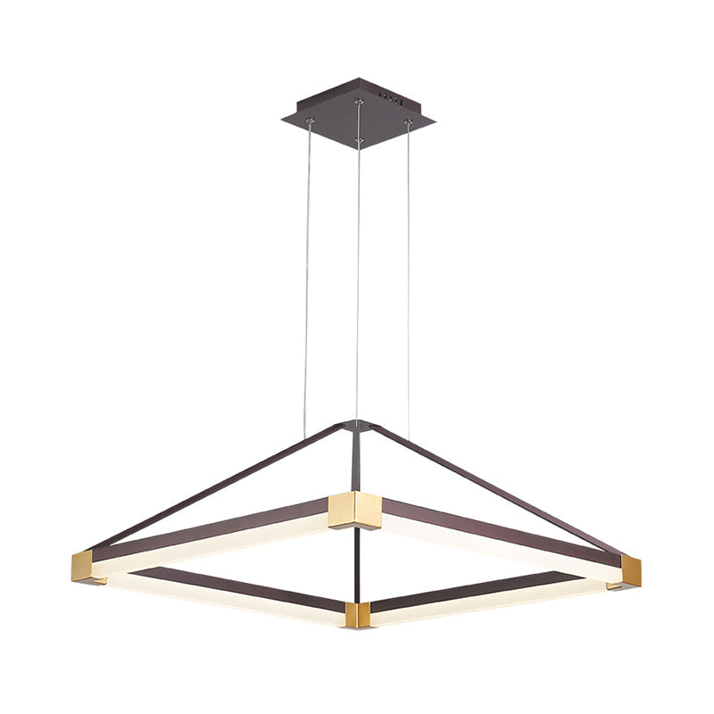 Rhombus Pendant Light Fixture Modern Metal White/Coffee LED Hanging Chandelier in Warm/White Light, 18"/23.5"/31.5" Wide Clearhalo 'Ceiling Lights' 'Chandeliers' 'Modern Chandeliers' 'Modern' Lighting' 294848