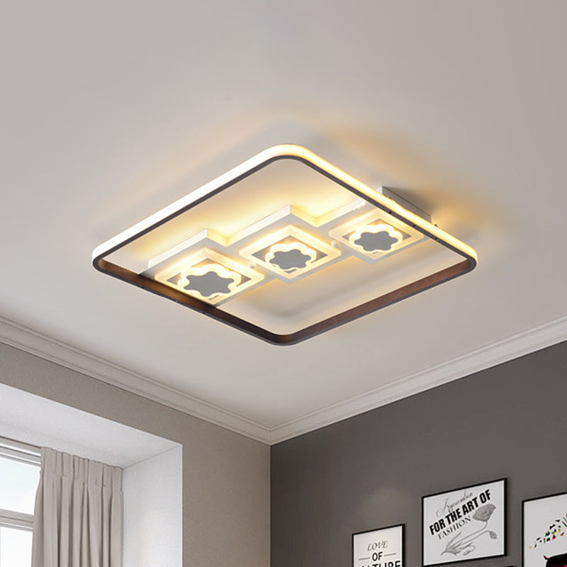 19.5"/37.5" Wide Modern Geometric Flush Mount Lighting Acrylic Living Room LED Ceiling Lamp in Black Clearhalo 'Ceiling Lights' 'Close To Ceiling Lights' 'Close to ceiling' 'Flush mount' Lighting' 294882