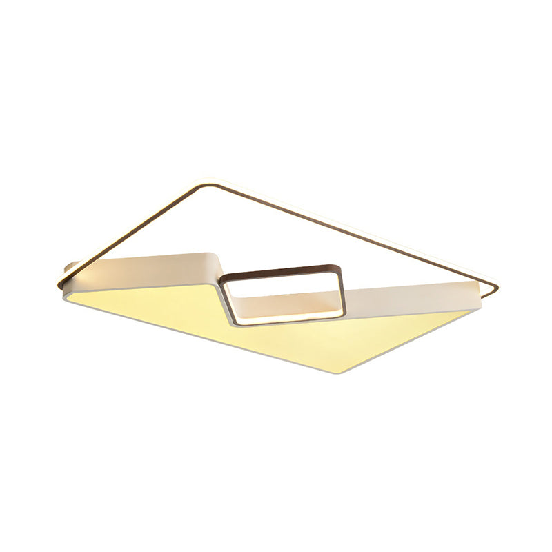 White Rectangle Ceiling Light Fixture Acrylic LED Flush Mount Lamp for Living Room, 19.5"/37.5"/42" Wide Clearhalo 'Ceiling Lights' 'Close To Ceiling Lights' 'Close to ceiling' 'Flush mount' Lighting' 294902