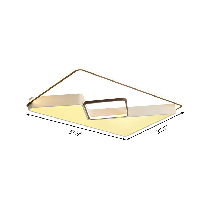 White Rectangle Ceiling Light Fixture Acrylic LED Flush Mount Lamp for Living Room, 19.5"/37.5"/42" Wide Clearhalo 'Ceiling Lights' 'Close To Ceiling Lights' 'Close to ceiling' 'Flush mount' Lighting' 294903