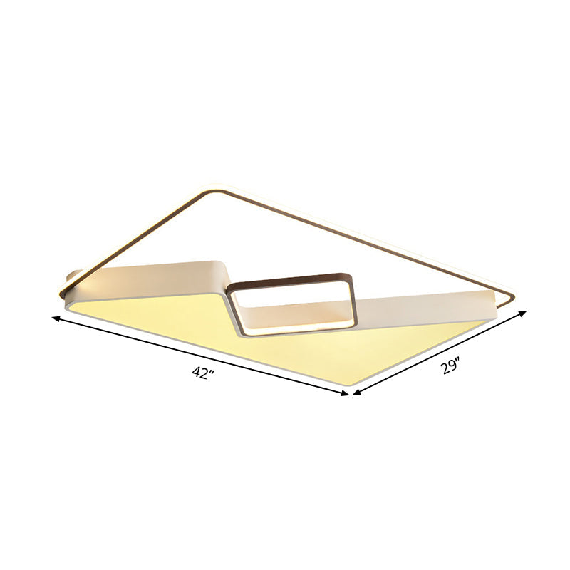 White Rectangle Ceiling Light Fixture Acrylic LED Flush Mount Lamp for Living Room, 19.5"/37.5"/42" Wide Clearhalo 'Ceiling Lights' 'Close To Ceiling Lights' 'Close to ceiling' 'Flush mount' Lighting' 294904