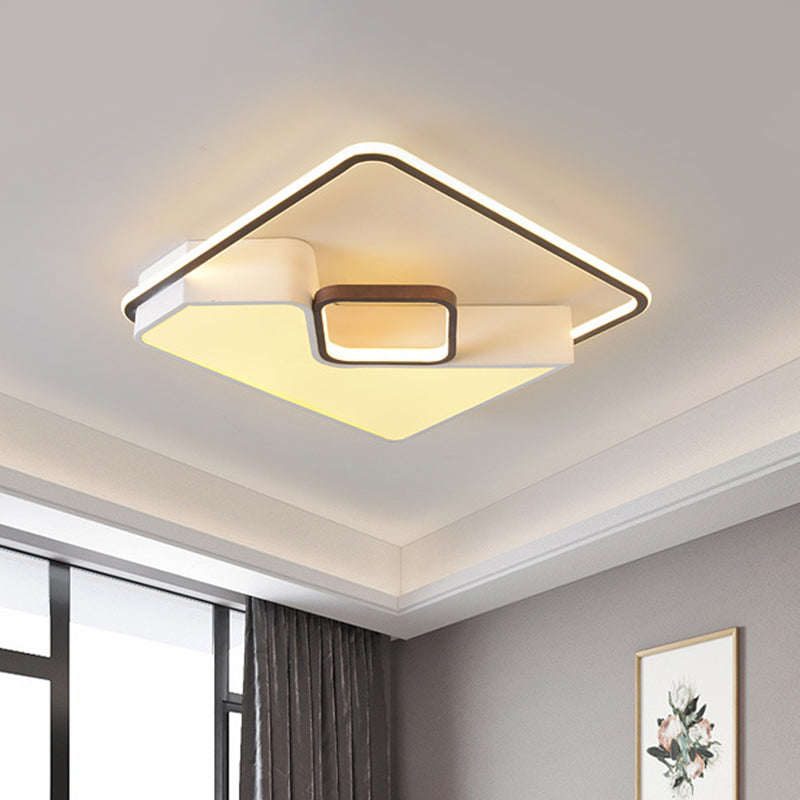 White Rectangle Ceiling Light Fixture Acrylic LED Flush Mount Lamp for Living Room, 19.5"/37.5"/42" Wide White 19.5" Clearhalo 'Ceiling Lights' 'Close To Ceiling Lights' 'Close to ceiling' 'Flush mount' Lighting' 294905