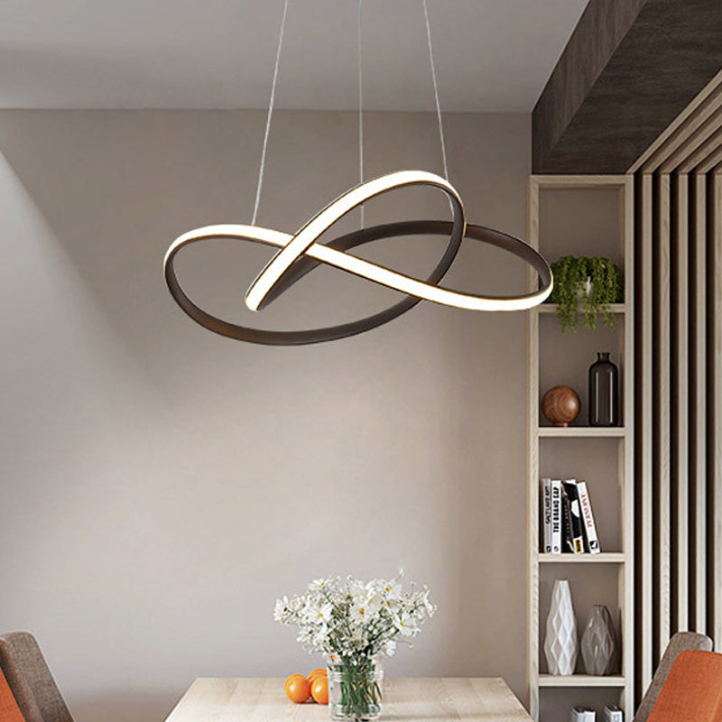 Acrylic Seamless Curve Hanging Chandelier Light Modern Coffee LED Pendant Light Fixture, Warm/White Light Coffee Clearhalo 'Ceiling Lights' 'Chandeliers' 'Modern Chandeliers' 'Modern' Lighting' 294931
