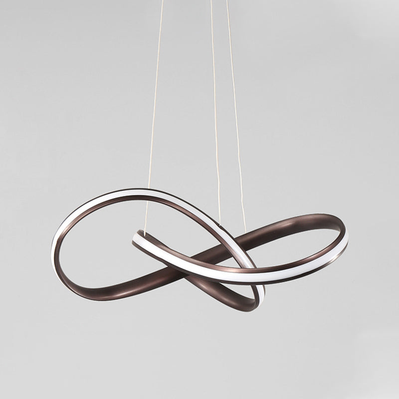 Acrylic Seamless Curve Hanging Chandelier Light Modern Coffee LED Pendant Light Fixture, Warm/White Light Clearhalo 'Ceiling Lights' 'Chandeliers' 'Modern Chandeliers' 'Modern' Lighting' 294934
