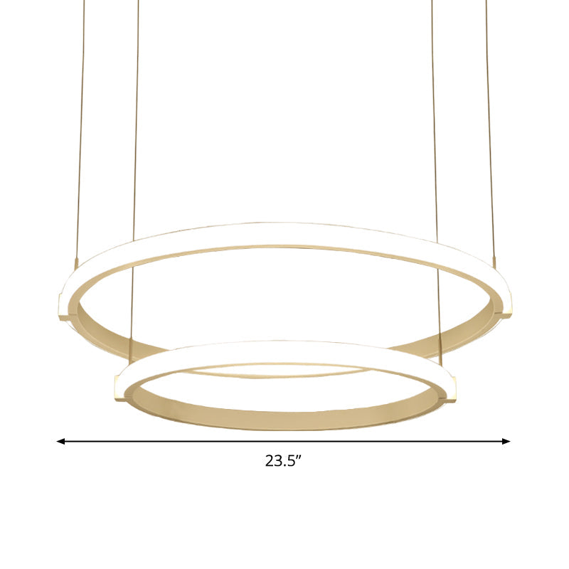 White Double Ring/Three Rings Chandelier Lighting Simple Style White LED Hanging Ceiling Light in Warm/White Light Clearhalo 'Ceiling Lights' 'Chandeliers' 'Modern Chandeliers' 'Modern' Lighting' 294954