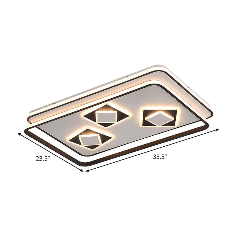 Rectangle Flush Light Contemporary Acrylic Black LED Ceiling Lamp for Living Room, Warm/3 Color Light Clearhalo 'Ceiling Lights' 'Close To Ceiling Lights' 'Close to ceiling' 'Flush mount' Lighting' 295069