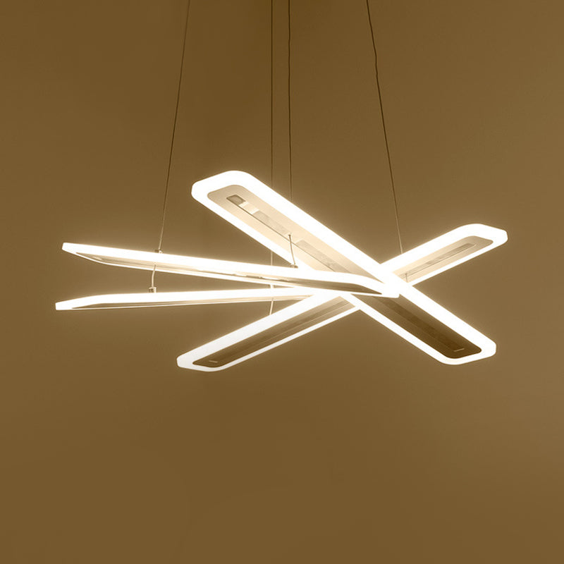 Rectangle Hanging Light Contemporary Acrylic White LED Ceiling Chandelier, Warm/White Light White Warm Clearhalo 'Ceiling Lights' 'Chandeliers' 'Modern Chandeliers' 'Modern' Lighting' 295144