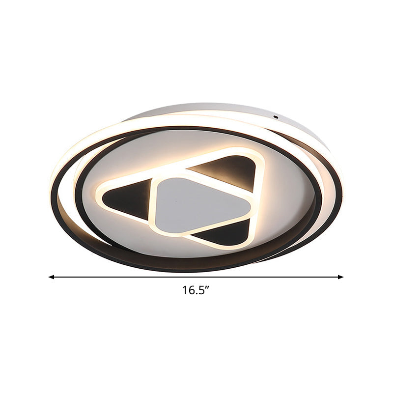 16.5"/20.5" Wide Black Triangle Flush Mount Light Contemporary Acrylic LED Ceiling Fixture in Warm/3 Color Light Clearhalo 'Ceiling Lights' 'Close To Ceiling Lights' 'Close to ceiling' 'Flush mount' Lighting' 295152