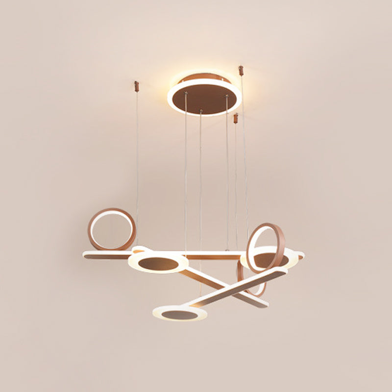 Coffee Ring Pendant Chandelier Contemporary Acrylic LED Suspension Light in Warm/White Light, 31.5"/39" Wide Clearhalo 'Ceiling Lights' 'Chandeliers' 'Modern Chandeliers' 'Modern' Lighting' 295174