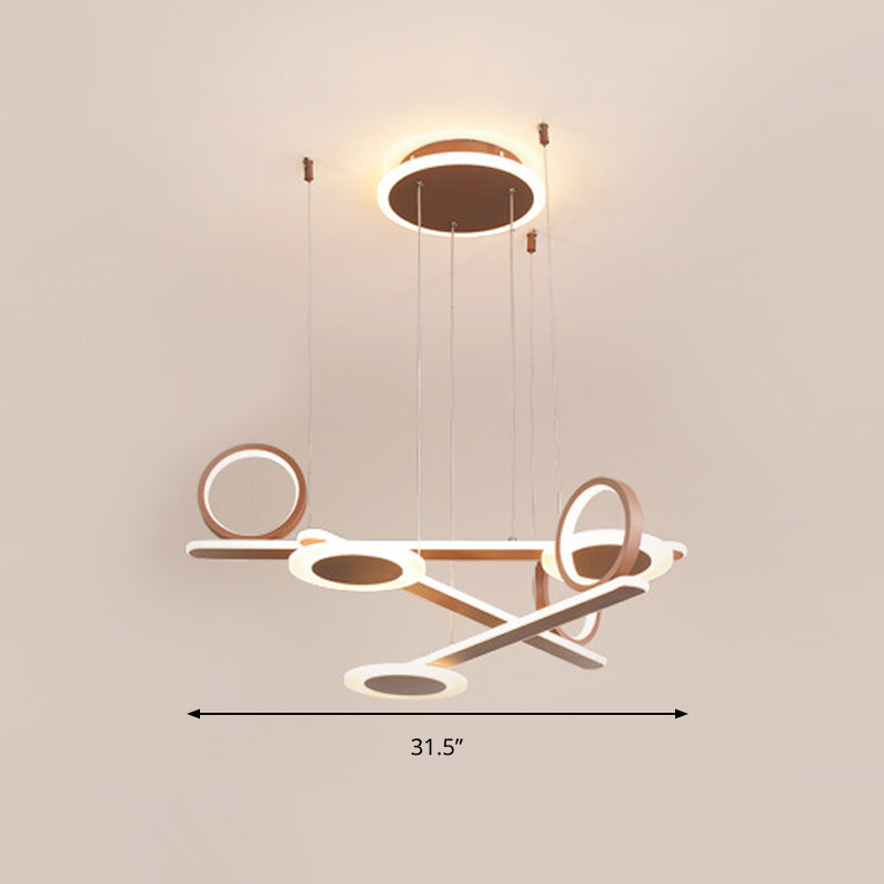 Coffee Ring Pendant Chandelier Contemporary Acrylic LED Suspension Light in Warm/White Light, 31.5"/39" Wide Clearhalo 'Ceiling Lights' 'Chandeliers' 'Modern Chandeliers' 'Modern' Lighting' 295175
