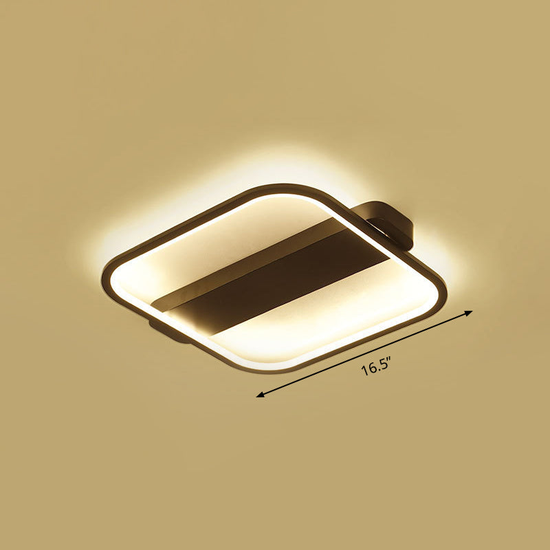 16.5"/20.5" Wide Square Ceiling Fixture Minimalist Acrylic Black LED Flush Mount Lamp, Warm/White/3 Color Light Clearhalo 'Ceiling Lights' 'Close To Ceiling Lights' 'Close to ceiling' 'Flush mount' Lighting' 295222