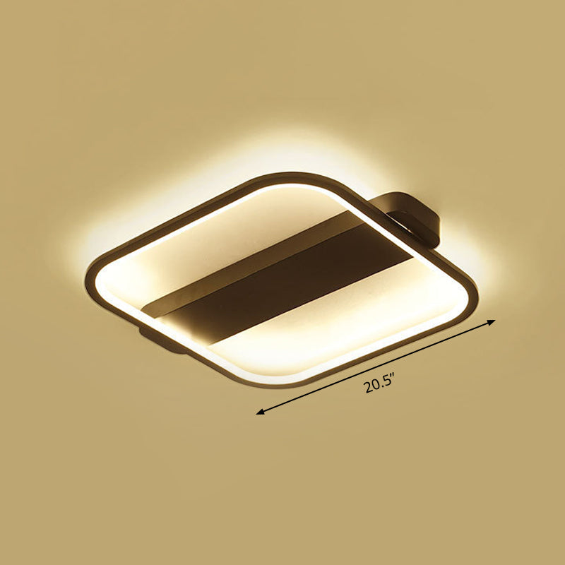 16.5"/20.5" Wide Square Ceiling Fixture Minimalist Acrylic Black LED Flush Mount Lamp, Warm/White/3 Color Light Clearhalo 'Ceiling Lights' 'Close To Ceiling Lights' 'Close to ceiling' 'Flush mount' Lighting' 295223