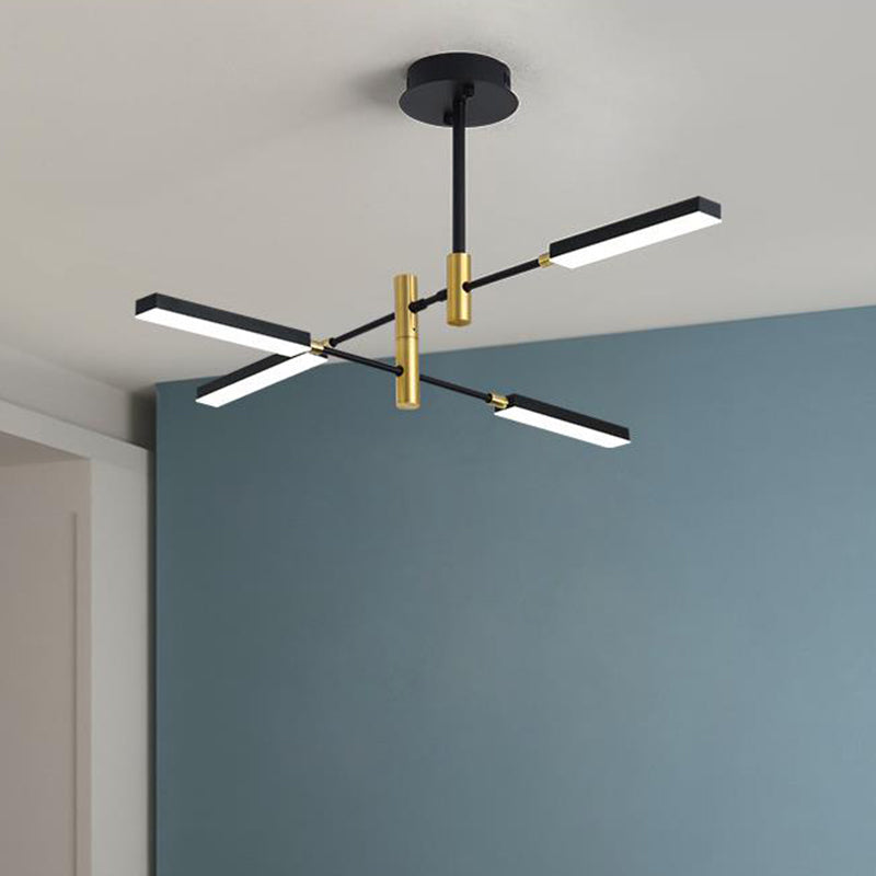 Black and Gold/White and Gold Sputnik Ceiling Light Contemporary 4/6-Light Acrylic Chandelier in Third Gear 4 Black-Gold Clearhalo 'Ceiling Lights' 'Chandeliers' 'Modern Chandeliers' 'Modern' Lighting' 295334