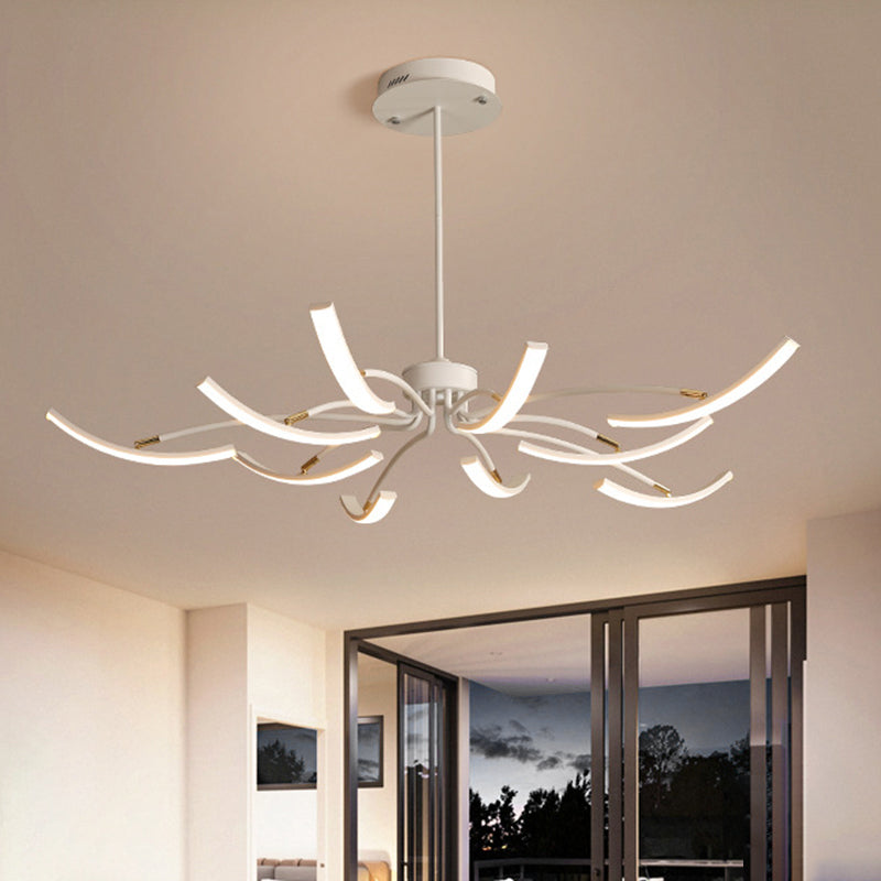 Sputnik Chandelier Light Fixture Simple Acrylic 6/10 Lights White Pendant Light in Warm/White Light 10 White Warm Clearhalo 'Ceiling Lights' 'Chandeliers' 'Modern Chandeliers' 'Modern' Lighting' 295371