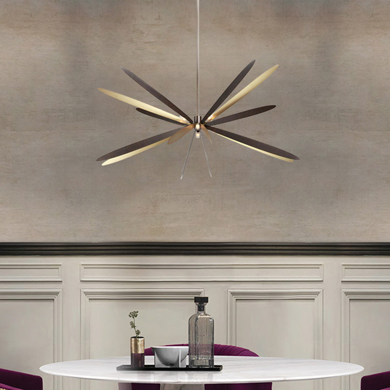 Black and Gold Dragonfly Chandelier Modern Style 6-Light Metal Hanging Ceiling Pendant Clearhalo 'Ceiling Lights' 'Chandeliers' 'Modern Chandeliers' 'Modern' Lighting' 295464