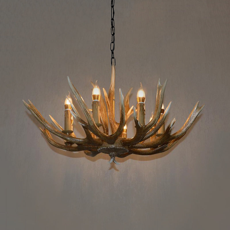 Branch Resin Pendant Chandelier Cottage 6/8/12 Heads Living Room Hanging Ceiling Light in Brown 8 Brown Clearhalo 'Ceiling Lights' 'Chandeliers' Lighting' options 295724_34946157-6810-46a4-9280-538fe2824587