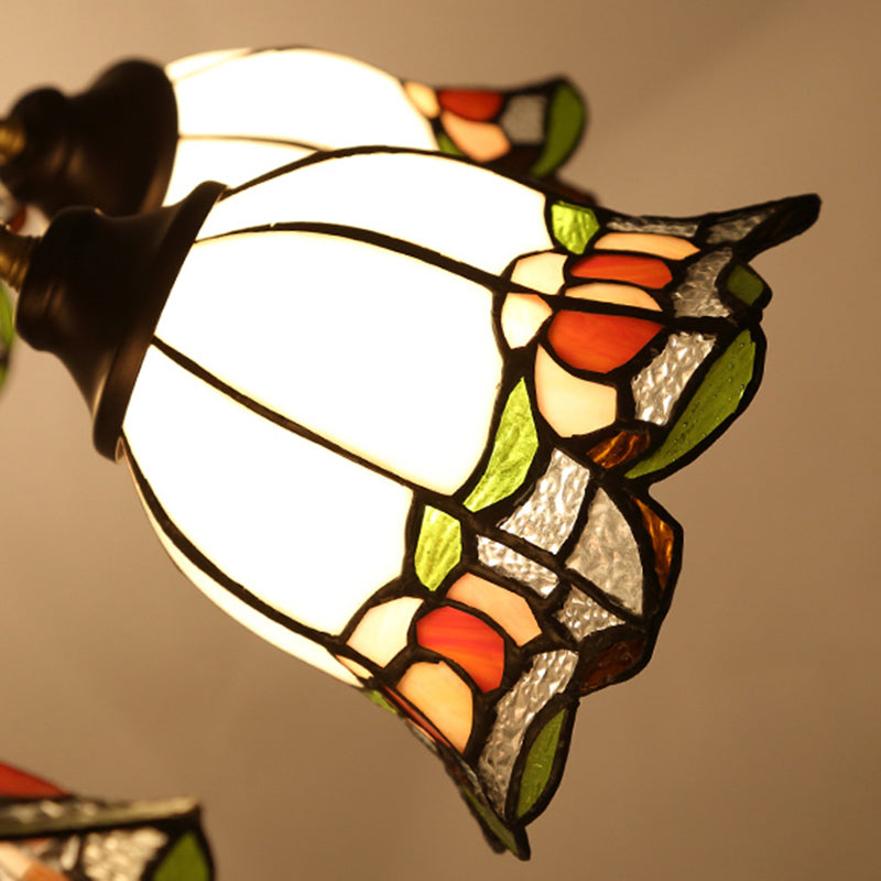 Flower Pendant Chandelier 3/6/8 Lights Cut Glass Victorian Hanging Lamp in Bronze for Living Room Clearhalo 'Ceiling Lights' 'Chandeliers' 'Industrial' 'Middle Century Chandeliers' 'Tiffany Chandeliers' 'Tiffany close to ceiling' 'Tiffany' Lighting' 296122