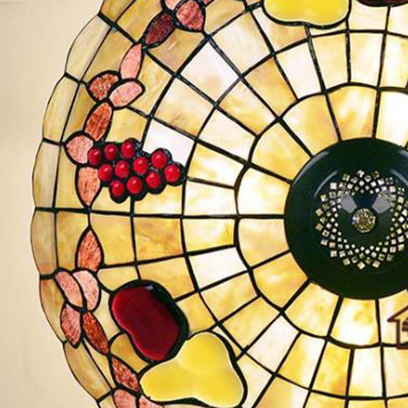 4 Lights Corridor Semi Flush Mount Light Tiffany Style Brass Ceiling Lighting with Butterfly/Rose/Fruit Shell Shade Clearhalo 'Ceiling Lights' 'Close To Ceiling Lights' 'Close to ceiling' 'Semi-flushmount' 'Tiffany close to ceiling' 'Tiffany' Lighting' 297140