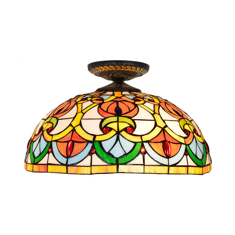 Brass 1 Bulb Ceiling Mount Light Fixture Baroque Hand Rolled Art Glass Heart-Shaped Flush Mount Lighting Clearhalo 'Ceiling Lights' 'Close To Ceiling Lights' 'Close to ceiling' 'Flush mount' Lighting' 297525