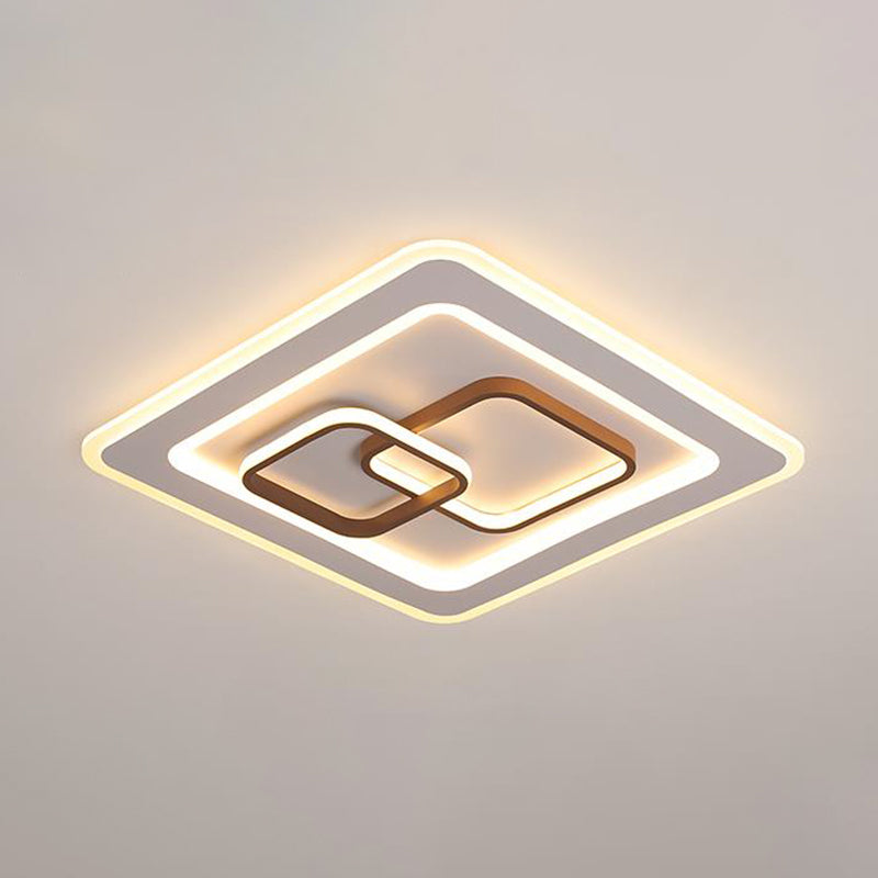 Square Bedroom Flush Mount Lamp Acrylic LED Contemporary Close to Ceiling Lighting in White Clearhalo 'Ceiling Lights' 'Close To Ceiling Lights' 'Close to ceiling' 'Flush mount' Lighting' 297619