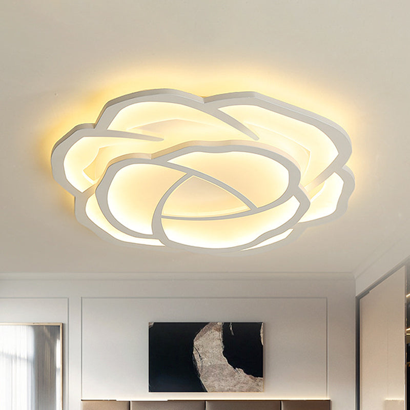 16.5"/20.5" Wide Acrylic Flower Flush Mount Lighting Modern Style LED White Ceiling Lamp in White/Warm Light Clearhalo 'Ceiling Lights' 'Close To Ceiling Lights' 'Close to ceiling' 'Flush mount' Lighting' 297684