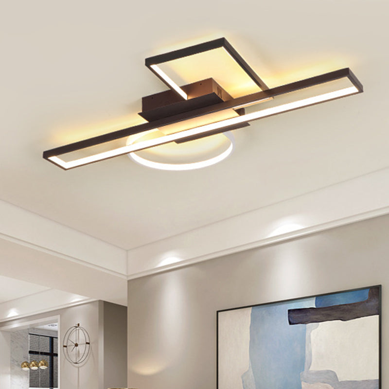 Rectangle Flush Mount Modern Acrylic 23.5"/31.5"/39" Wide LED Black Ceiling Mounted Fixture for Bedroom Clearhalo 'Ceiling Lights' 'Close To Ceiling Lights' 'Close to ceiling' 'Flush mount' Lighting' 297756
