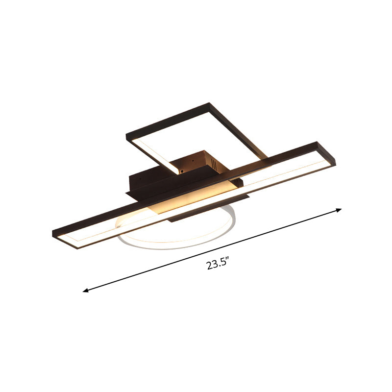 Rectangle Flush Mount Modern Acrylic 23.5"/31.5"/39" Wide LED Black Ceiling Mounted Fixture for Bedroom Clearhalo 'Ceiling Lights' 'Close To Ceiling Lights' 'Close to ceiling' 'Flush mount' Lighting' 297758
