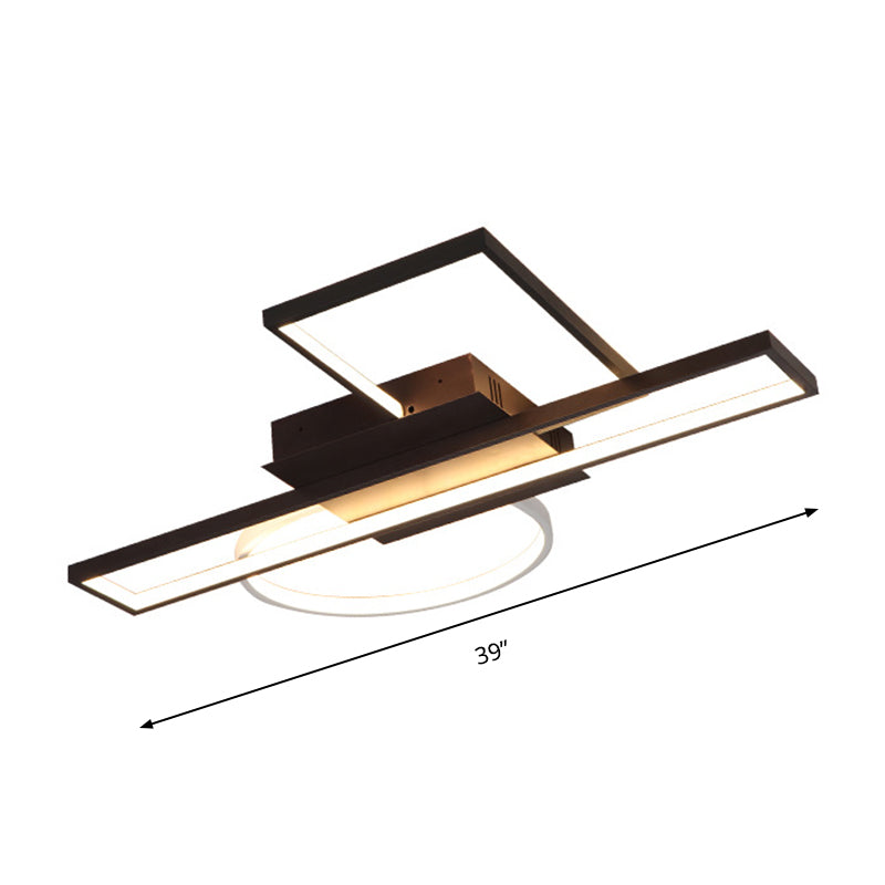 Rectangle Flush Mount Modern Acrylic 23.5"/31.5"/39" Wide LED Black Ceiling Mounted Fixture for Bedroom Clearhalo 'Ceiling Lights' 'Close To Ceiling Lights' 'Close to ceiling' 'Flush mount' Lighting' 297760