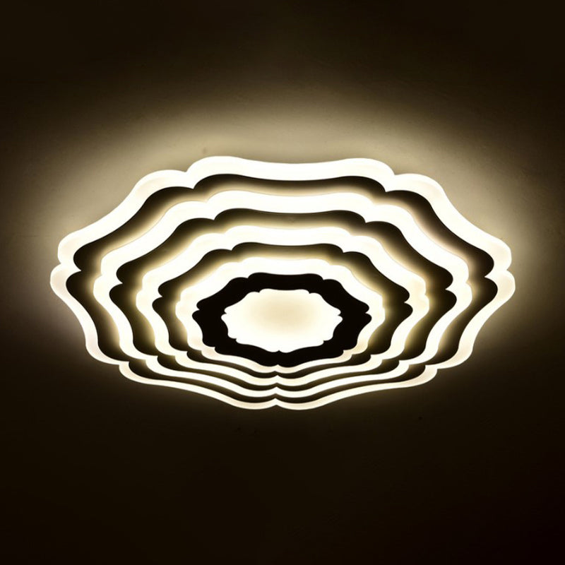 Simple Style Ripple Flush Mount Light Acrylic Bedroom LED Ceiling Light in White Clearhalo 'Ceiling Lights' 'Close To Ceiling Lights' 'Close to ceiling' 'Flush mount' Lighting' 297770