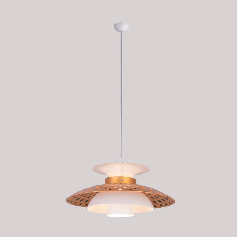 1 Bulb Domed Hanging Lamp Contemporary Metal Ceiling Pendant Light in White and Gold Clearhalo 'Ceiling Lights' 'Modern Pendants' 'Modern' 'Pendant Lights' 'Pendants' Lighting' 302778